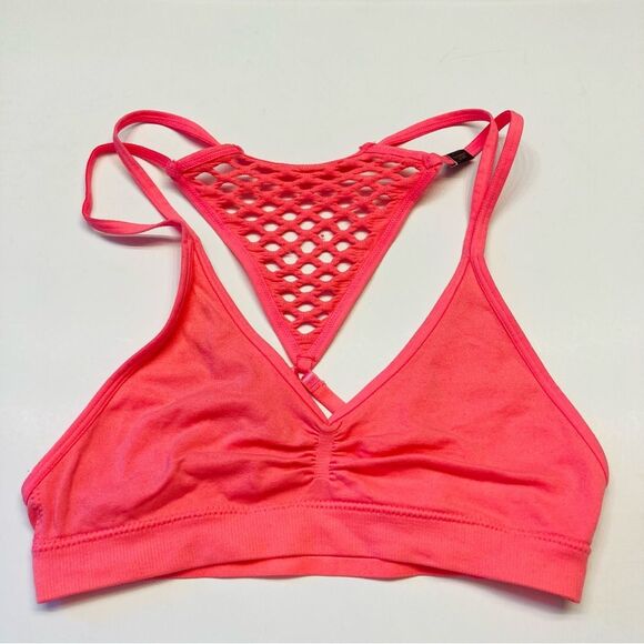 Victoria's Secret Crochet Fishnet Racerback Bralette Size XS Neon Coral NEW - Picture 6 of 9